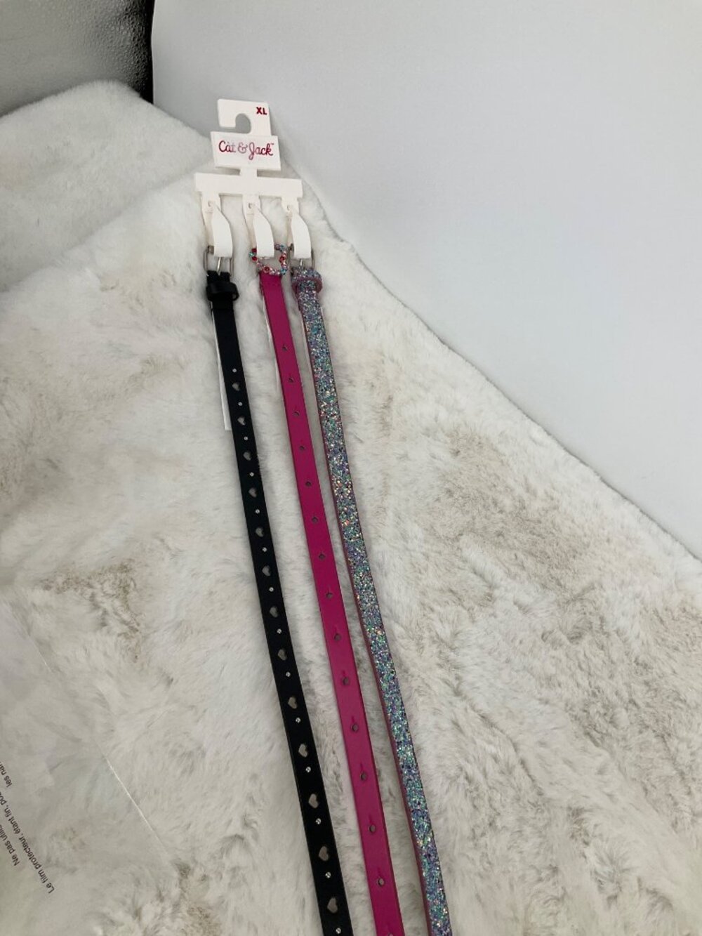 Cat & Jack size XL X-Large 3-piece Adjustable belt set, girl's Glitter, Pink - Picture 2 of 5